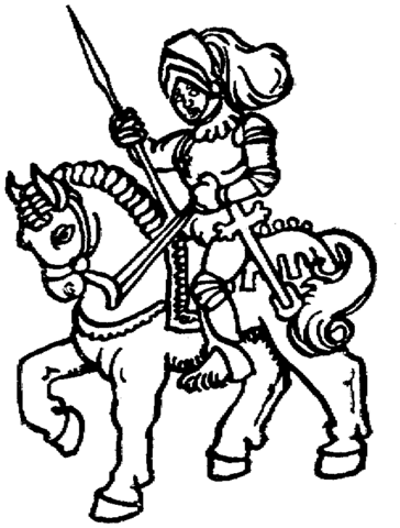 Knight On The Horse  Coloring Page